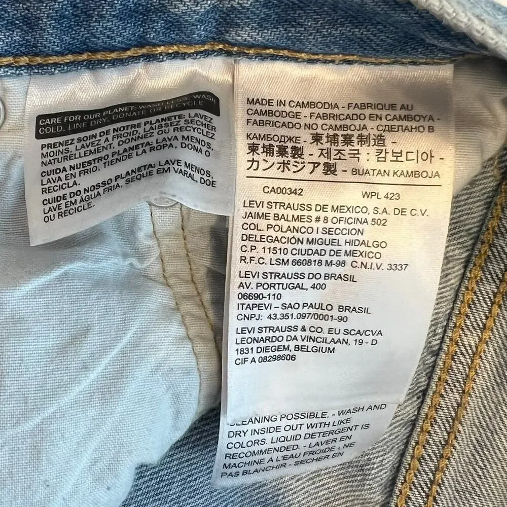 Vintage Levi's 501 Button Fly‎ Women's Distressed Straight Denim Jeans 27x28